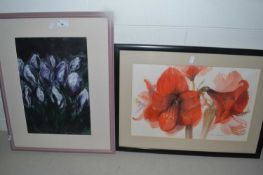 Briscoe study of crocus flowers together with a further study of amaryllis flowers, both framed