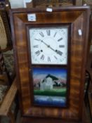 Jerome & Co, Newhaven, Connecticut, wall clock with decorated glass door