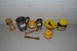 Mixed Lot: Pewter tankards, Colmans Mustard pots and other items