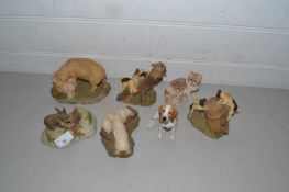 Mixed Lot: Various animal ornaments to include a Border Fine Arts model of a beagle, a Coalport