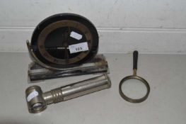 Mixed Lot: An Art Deco style mantel clock and two magnifying glasses (3)