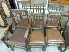 Set of six early 20th Century oak dining chairs