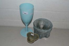 Mixed Lot: A heavy Art Glass vase, an opaque glass goblet and other items