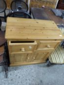 Modern pine two drawer two door side cabinet, 80 cm wide