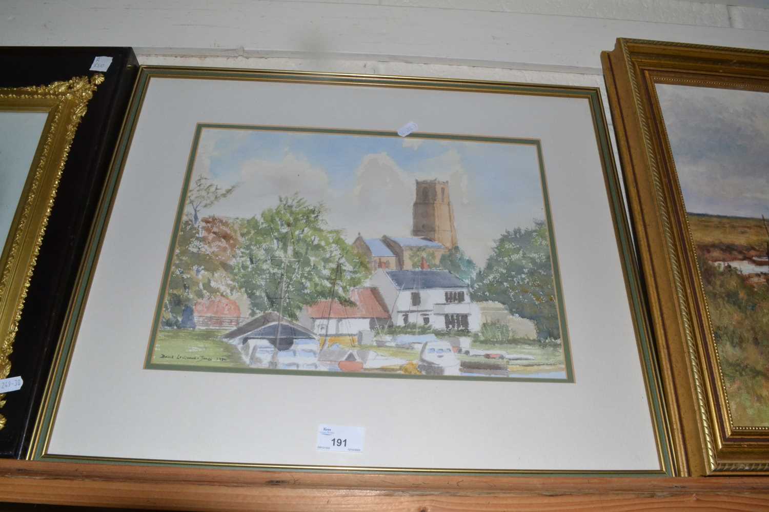 David Lockwood Jones, Ranworth Church, watercolour, framed and glazed