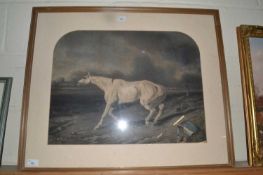 19th Century coloured engraving, Warhorse, framed and glazed