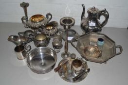 Mixed Lot: Various assorted silver plated wares to include various tea wares, vases, serving