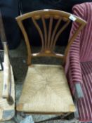Edwardian rush seated side chair