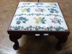 Small tapestry covered foot stool