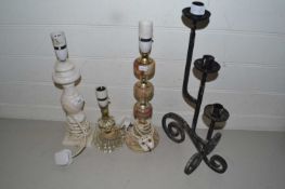 Collection of various table lamps, candle holder etc
