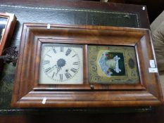 Late 19th Century American wall clock with decorated glazed door