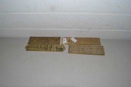 Four reproduction small brass ships signs