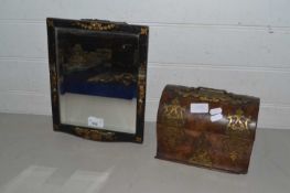 Mixed Lot: Victorian brass mounted dome top box together with an easel backed dressing table