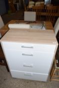 Modern light wood finish four drawer chest