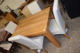 Modern oak dining table and four chairs