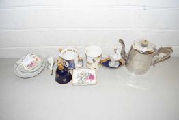 Mixed Lot: Lladro model geese, various small pin dishes, silver plated teapot etc