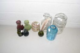 Mixed Lot: Various glass vases, glass storage jar etc