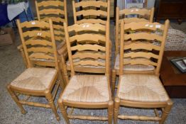 Set of six modern ladder back dining chairs