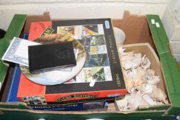 Box of mixed items to include seashells, jigsaws etc