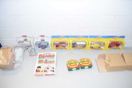 Mixed Lot: Beano and Dennis the Menace related items to include various boxed toy vehicles, card