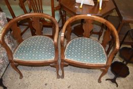 Pair of early 20th Century hardwood bow back chairs