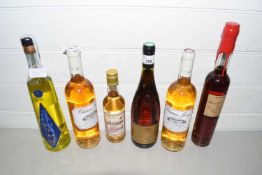 Group of six bottles of various wine and others to include Chateau Jany