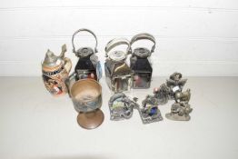 Mixed Lot: Cast metal Myth & Magic figures together with small lanterns, beer stein and other items