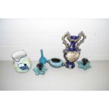 Mixed Lot: Various ceramics to include double handled vase, candlesticks etc