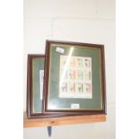 Two framed sheets of Coronation Street stamps