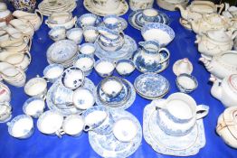Large collection of 19th Century blue and white tea wares by a variety of makers to include a