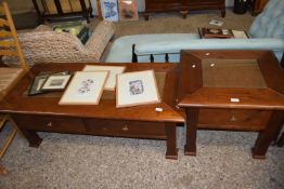 Modern rectangular coffee table with drawers together with a matching lamp table (2)