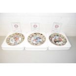 Danbury Mint Beano plate collection, The Three Bears, Roger the Dodger and Jonah, all with boxes and