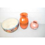 Mixed Lot comprising a Poole Pottery vase, an Italian pottery mid Century vase, and a Pheonix