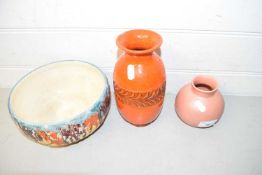 Mixed Lot comprising a Poole Pottery vase, an Italian pottery mid Century vase, and a Pheonix