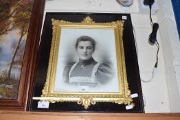 Late 19th/early 20th Century photographic print, probably on porcelain, portrait of a young lady,