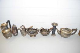 Mixed Lot: Various assorted silver plated wares to include tea wares, chocolate pot, table basket