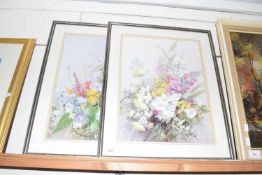 After Vernon Ward, two coloured floral prints