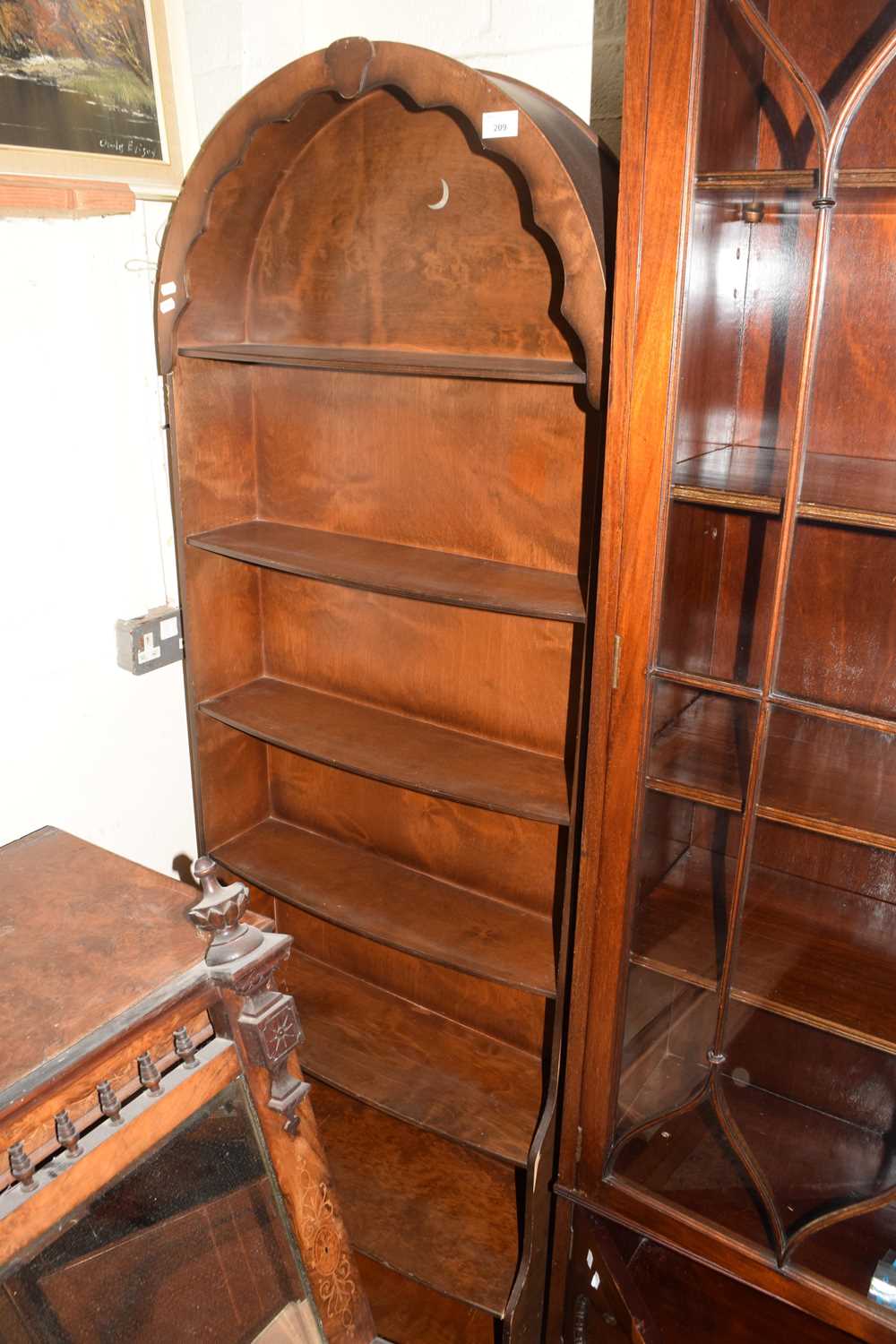 Open front dome top bookcase cabinet