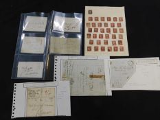 GB Packet postal history (5) postmarks including black and red handstruck 1 plus addition 1/2