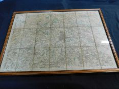 ORDNANCE SURVEY: NORWICH, engraved hand coloured map 1910, folding, backed onto linen, approx 410