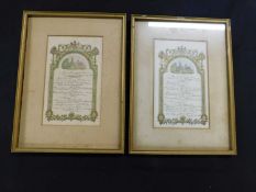 Two late Victorian/early 20th Century decorative Osborne Queen Victoria manuscript menu cards for