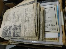 Box: Good quantity of assorted ephemera mainly vintage newspapers plus some periodicals