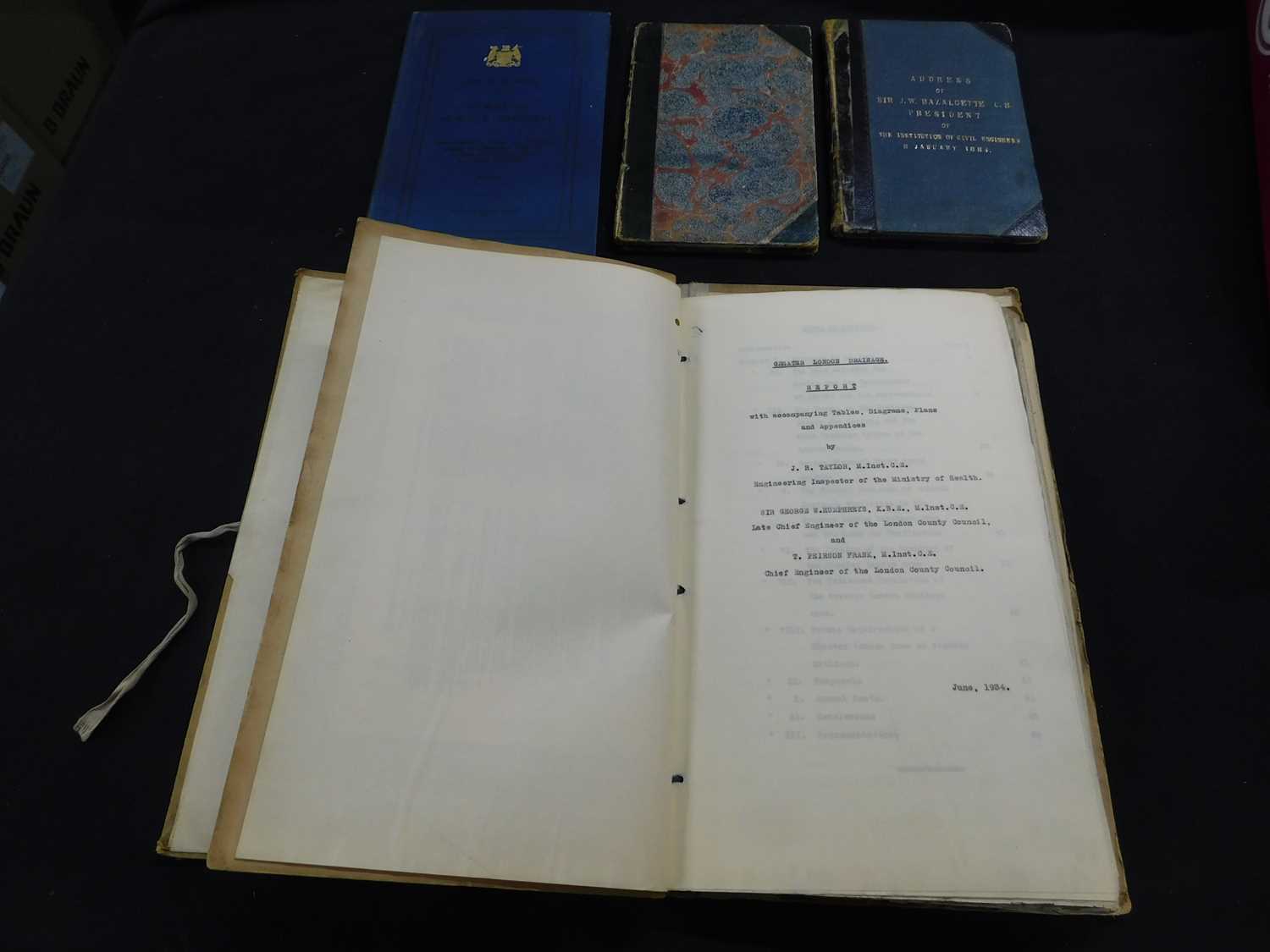 Box of 19th and 20th Century civil engineering interest including quantity of items, books, plans,