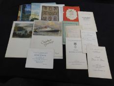 Packet of 19 Cunard Line Cruise Liner Menu Cards, mainly 170 x 200 mm plus 9 military Medallists