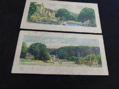 S Agnew Mercer FRSA - 2 coloured railway carriage prints circa 1934 mounted on card comprising the
