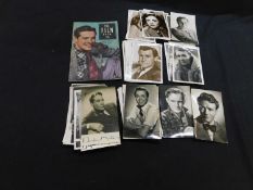 A collection of 50 plus film star photos mainly postcard size, many signed including Sir John