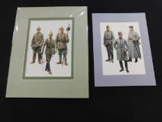 PIERRE TURNER (1943-2001): Two well executed original pen ink and watercolour military uniform