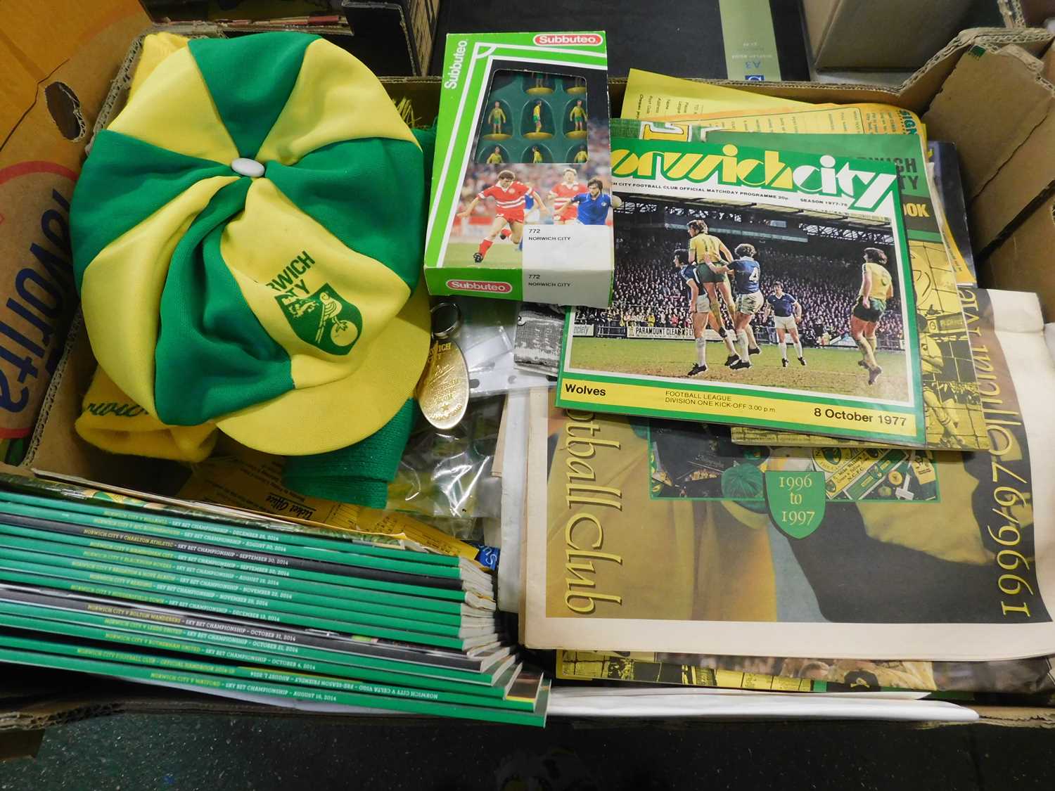 Box: Norwich City FC interest including programs, quantity copies On The Ball City plus season