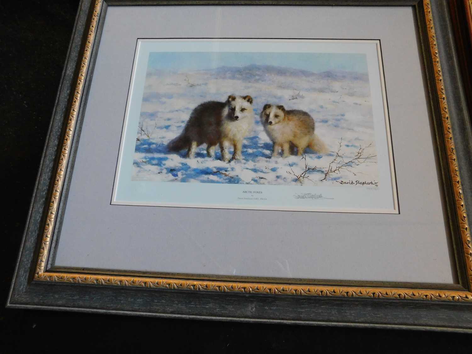 DAVID SHEPHERD: 2 signed limited edition coloured prints ARCTIC FOXES, pub 1991, approx 170 x 390