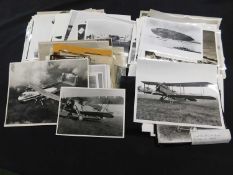 Shoe box and Kodak box containing assorted aviation photographs plus a quantity of warship